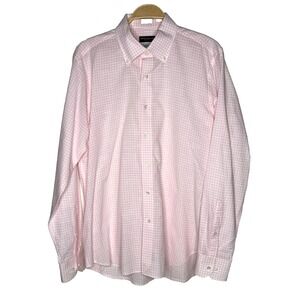 Peter Millar Shirt Mens Large Summer‎ Chambray Pink White Check Button